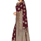 Rajwada Maroon Silk Blend Embellished Saree For Women