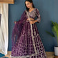 Rajwada Dark Purple Georgette Embroidered Semi-Stitched lehenga For Women