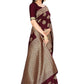 Rajwada Maroon Silk Blend Embellished Saree For Women