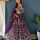 Rajwada Dark Purple Georgette Embroidered Semi-Stitched lehenga For Women