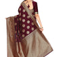 Rajwada Maroon Silk Blend Embellished Saree For Women