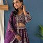 Rajwada Dark Purple Georgette Embroidered Semi-Stitched lehenga For Women