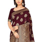 Rajwada Maroon Silk Blend Embellished Saree For Women