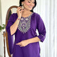 Rajwada Navy Blue Viscose Embroidered Stitched Kurta Set For Women