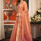 Rajwada Peach Cotton Blend Solid Saree For Women