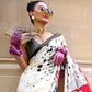 Rajwada Multicolor Satin Printed Saree With Unstitched Blouse For Women