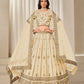 Rajwada Cream Art Silk Embroidered Semi-Stitched lehenga For Women