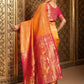 Rajwada Orange Silk Blend Woven Pithani Saree For Women