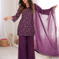 Rajwada Wine Georgette Embellished Kurta Set For Women