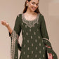 Rajwada Olive Georgette Embellished Semi Stitched Kurta Set For Women