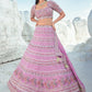 Rajwada Light Pink Georgette Embellished Semi-Stitched lehenga For Women