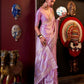 Rajwada Lilac Satin Woven Saree With Unstitched Blouse For Women