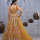 Rajwada Mustard Organza Embellished Semi-Stitched Lehenga With Unstitched Blouse For Women
