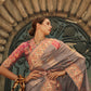 Rajwada Grey Modal Woven Saree With Unstitched Blouse For Women