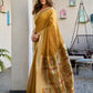 Rajwada Mustard Cotton Blend Solid Saree For Women