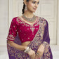 Rajwada Violet Satin Embroidered Saree For Women