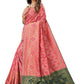Rajwada Pastel Pink Silk Blend Embellished Saree For Women