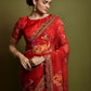 Rajwada Red Georgette Embroidered Printed Saree For Women