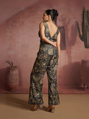 Rajwada Black Cotton Blend Printed Co-ord Set For Women