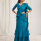 Rajwada Blue Organza Solid Ready To Wear Saree With Stitched Blouse For Women