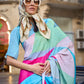 Rajwada Multicolor Silk Blend Printed Saree With Unstitched Blouse For Women