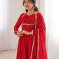 Rajwada Red Georgette Embellished Kurta Set For Women