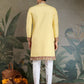 Rajwada Yellow Viscose Silk Embroidered Stitched Kurta For Men