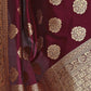 Rajwada Maroon Silk Blend Embellished Saree For Women