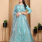 Rajwada Sky Blue Net Embellished Semi-Stitched lehenga For Women