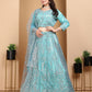 Rajwada Sky Blue Net Embellished Semi-Stitched lehenga For Women