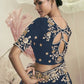Rajwada Dark Teal Organza Embellished Elegant Saree For Women
