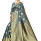 Rajwada Grey Silk Blend Embellished Saree For Women