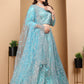 Rajwada Sky Blue Net Embellished Semi-Stitched lehenga For Women