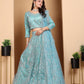 Rajwada Sky Blue Net Embellished Semi-Stitched lehenga For Women