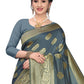 Rajwada Grey Silk Blend Embellished Saree For Women