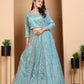 Rajwada Sky Blue Net Embellished Semi-Stitched lehenga For Women