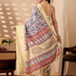 Rajwada Cream Silk Blend Printed Saree For Women