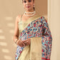 Rajwada Cream Silk Blend Printed Saree For Women
