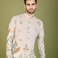 Rajwada Ivory Viscose Rayon Stitched Kurta For Men