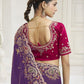 Rajwada Violet Satin Embroidered Saree For Women
