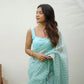 Rajwada Light Blue Organza Mirror Work Saree With Unstitched Blouse For Women