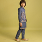 Rajwada Grey Viscose Silk Embroidered Stitched Kurta Set For Kids