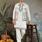 Rajwada White Viscose Silk Embroidered Stitched Kurta Set For Men