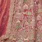 Rajwada Dark Peach Organza Tissue Embroidered Semi-Stitched Lehenga For Women