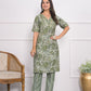 Rajwada Green Chanderi Embroidered And Printed Stitched Kurta Set Without Dupatta For Women