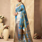 Rajwada Sky Blue Silk Blend Solid Saree For Women