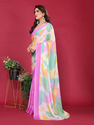 Rajwada Multicolor Silk Blend Printed Saree For Women