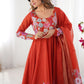 Rajwada Orange Georgette Printed Stitched Kurta Set For Women