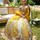 Rajwada Grey And Yellow Silk Blend Embellished Semi Stitched Lehenga For Women