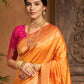 Rajwada Orange Silk Blend Woven Pithani Saree For Women